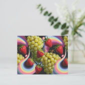 Erdbeeren und Trauben Frucht Swirl Postkarte (Stehend Vorderseite)