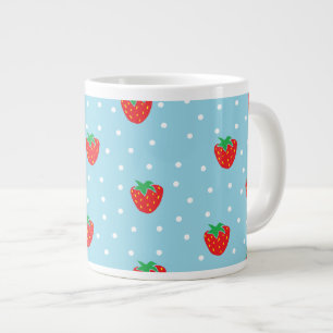 Erdbeeren und Tupfen blau Jumbo-Tasse
