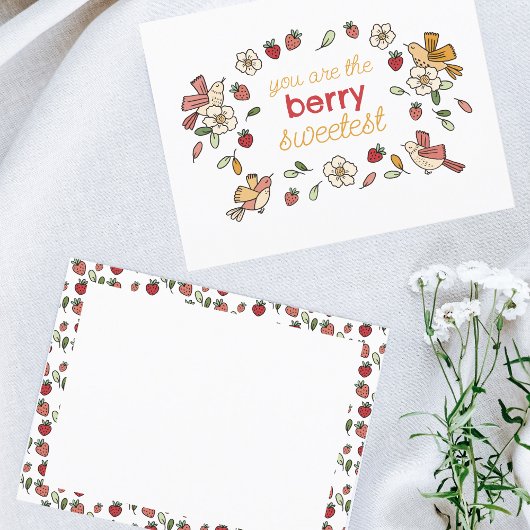 Erdbeeren und Vögel Berry Sweetest Postkarte