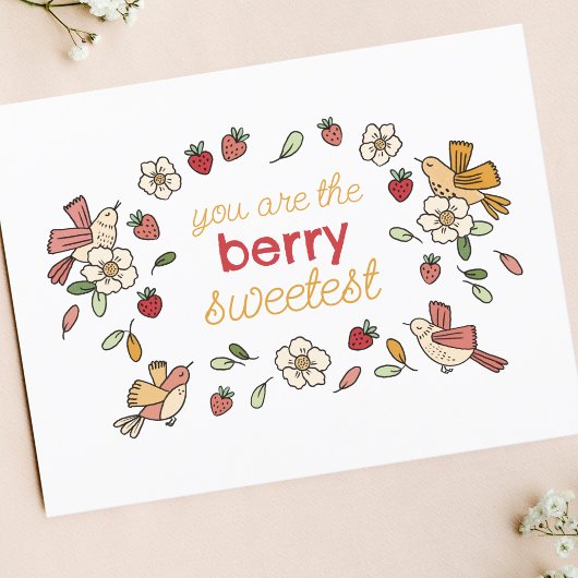 Erdbeeren und Vögel Berry Sweetest Postkarte