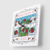 Erdbeeren und Wandsperre Quadratische Wanduhr (Winkel)