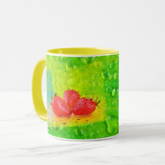 Erdbeeren und Wassertropfen Tasse (Vorderseite Links)