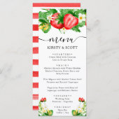 Erdbeeren und weiße Blume Hochzeiten Menükarte (Vorne/Hinten)