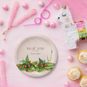 Erdbeeren- und Wildblumen-Wiesen-Hochzeit Pappteller (Party)