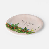 Erdbeeren- und Wildblumen-Wiesen-Hochzeit Pappteller (Schrägansicht)