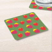 Erdbeeren-Untersetzer Rechteckiger Pappuntersetzer (angewinkelt)