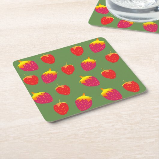 Erdbeeren-Untersetzer Rechteckiger Pappuntersetzer (angewinkelt)