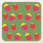 Erdbeeren-Untersetzer Rechteckiger Pappuntersetzer (Vorderseite)