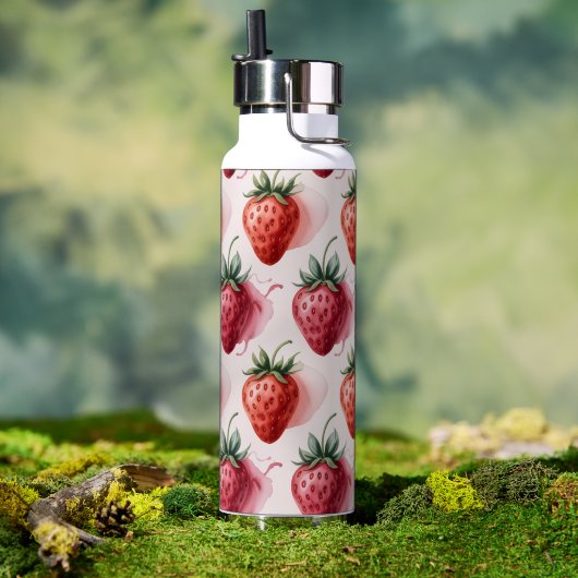 Erdbeeren Vintage Boho Sommer Picknick Trinkflasche (Außenbereich)