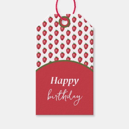 Erdbeeren Wasserfarbe Handgestrichen auf Roush Geschenkanhänger (Vorderseite)