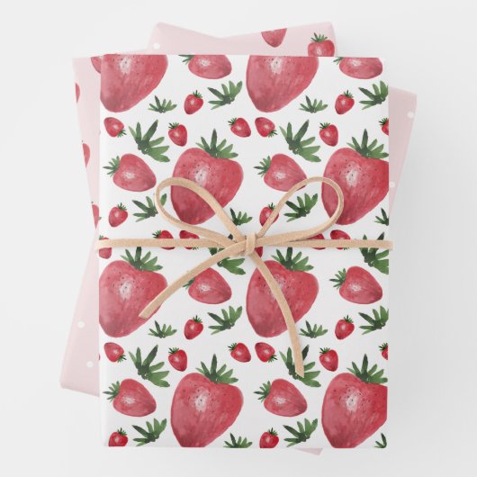 Erdbeeren Wasserfarbe Handgestrichen auf Roush Geschenkpapier Set (Beispiel)