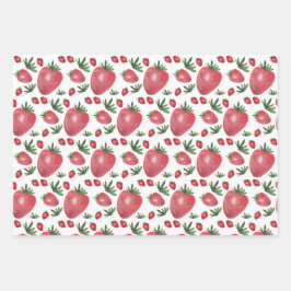 Erdbeeren Wasserfarbe Handgestrichen auf Roush Geschenkpapier Set