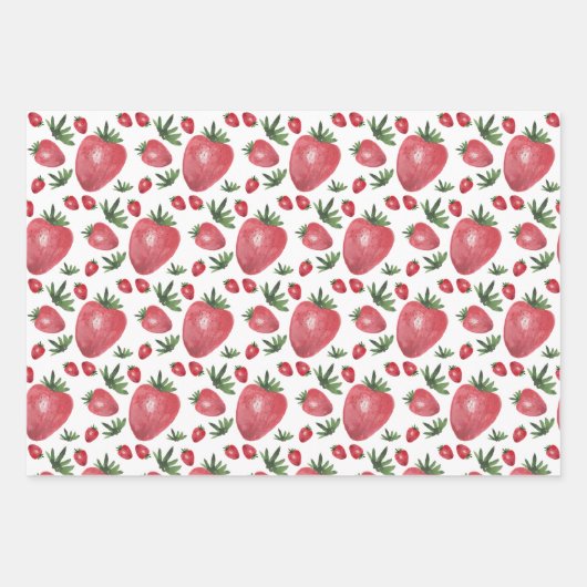 Erdbeeren Wasserfarbe Handgestrichen auf Roush Geschenkpapier Set (Vorderseite)
