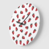 Erdbeeren Wasserfarbe: Spielbares nahtloses Muster Große Wanduhr (Winkel)