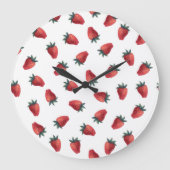 Erdbeeren Wasserfarbe: Spielbares nahtloses Muster Große Wanduhr (Vorderseite)