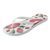 Erdbeeren Wasserfarben Handgestrichen Badesandalen (Schrägansicht)