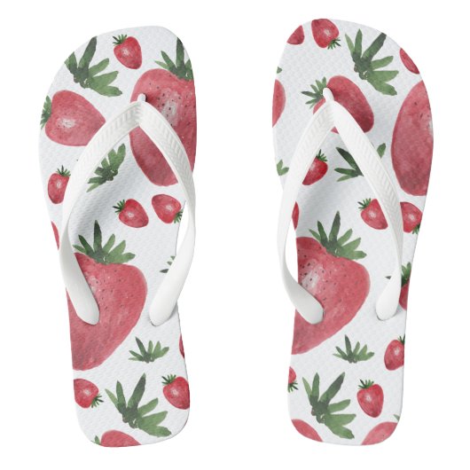 Erdbeeren Wasserfarben Handgestrichen Badesandalen (Fußbett)