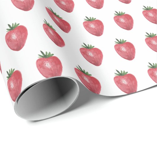 Erdbeeren Wasserfarben Handgestrichen Geschenkpapier (Rolleneckpunkt)