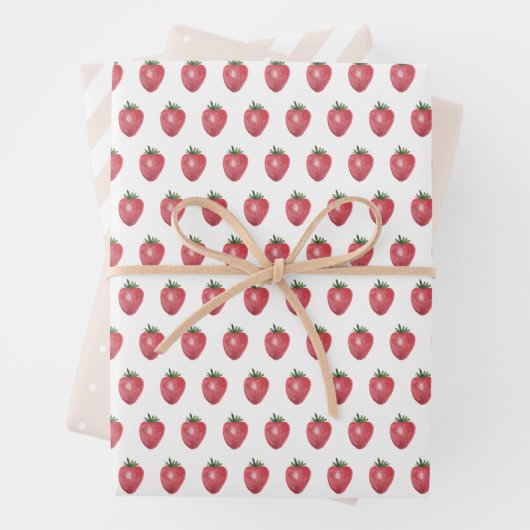 Erdbeeren Wasserfarben Handgestrichen Geschenkpapier Set (Beispiel)