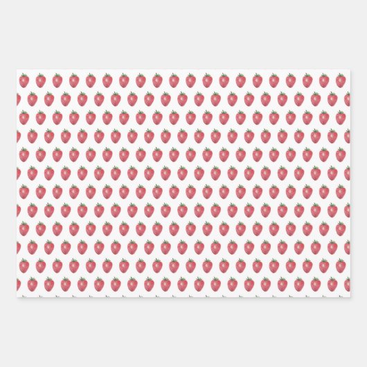 Erdbeeren Wasserfarben Handgestrichen Geschenkpapier Set (Vorderseite)