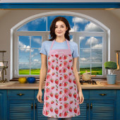 Erdbeeren, weiße Blüten Rosa rote Muster Name Schürze