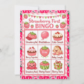 Erdbeeren zum ersten Geburtstag Bingo Karte (Vorderseite)