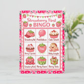 Erdbeeren zum ersten Geburtstag Bingo Karte (Stehend Vorderseite)