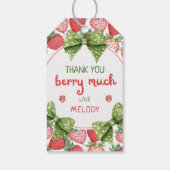 Erdbeeren zum ersten Geburtstag Dankeschön Geschenkanhänger (Rückseite)