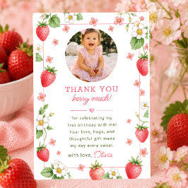 Erdbeeren zum ersten Geburtstag Dankeskarten Dankeskarte