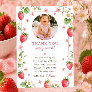 Erdbeeren zum ersten Geburtstag Dankeskarten Dankeskarte