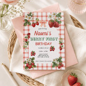 Erdbeeren zum ersten Geburtstag - Einladung mit ka