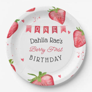 Erdbeeren zum ersten Geburtstag Erdbeer Pappteller