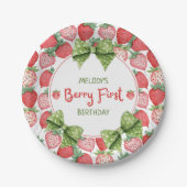 Erdbeeren zum ersten Geburtstag Erdbeerparty  Pappteller (Vorderseite)