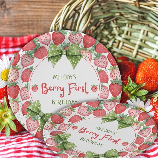 Erdbeeren zum ersten Geburtstag Erdbeerparty  Pappteller