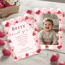 Erdbeeren zum ersten Geburtstag Foto-Schleife Dank