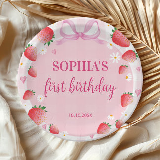 Erdbeeren zum ersten Geburtstag Pappteller