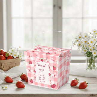 Erdbeeren zum ersten Geburtstag rote Gingham-Schle Geschenkschachtel