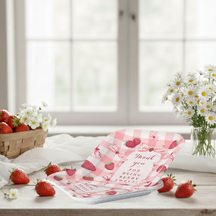 Erdbeeren zum ersten Geburtstag rote Gingham-Schle Pappteller