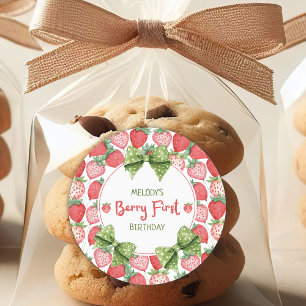 Erdbeeren zum ersten Geburtstag von Berry Runder Aufkleber