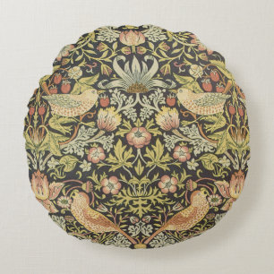 Erdbeerendiebe von William Morris, Vintage Kunst Rundes Kissen
