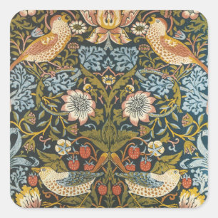 Erdbeerendiebe William Morris Antik-Muster Quadratischer Aufkleber