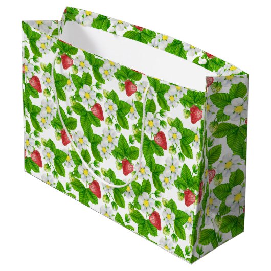 Erdbeerengarten Große Geschenktüte (Rückseite Schrägansicht)