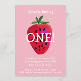 Erdbeererste Geburtstags-Einladung Einladung