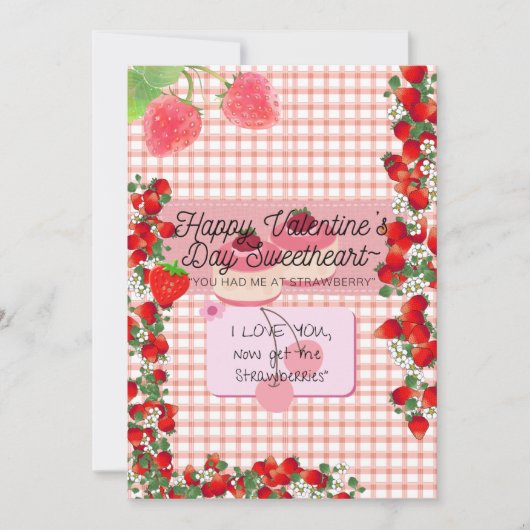 Erdbeere'Valentinstag Feiertagskarte (Vorderseite)