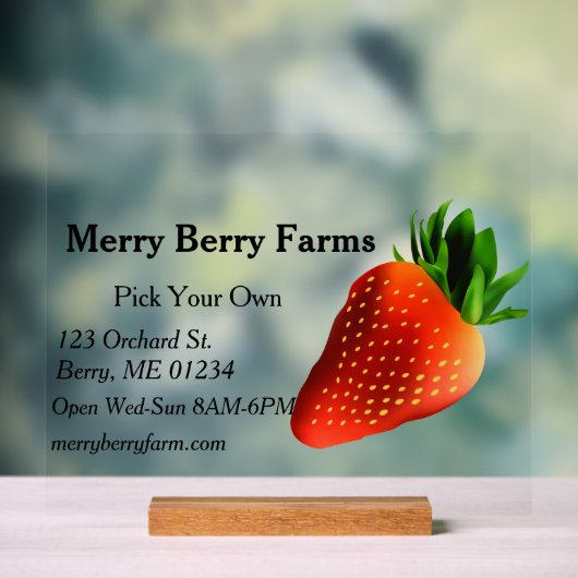 Erdbeerfarm Acrylschild (Neutral)