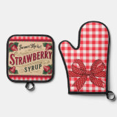 Erdbeerfarm Ofenhandschuh & Topflappen-Set (Vorderseite)