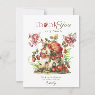 Erdbeerfee Berry Sweet Mädchen Erster Geburtstag Dankeskarte