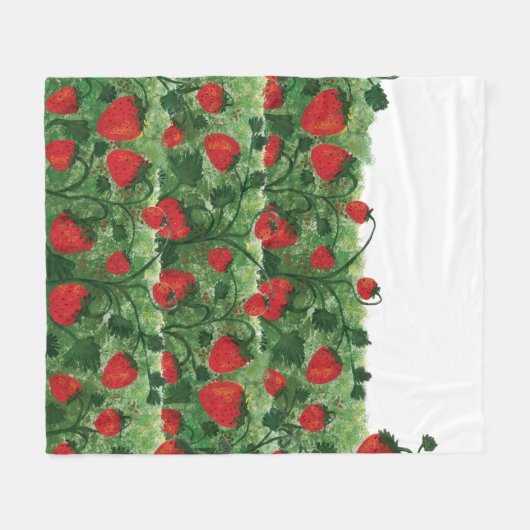 Erdbeerfeld Fleecedecke (Vorderseite (Horizontal))
