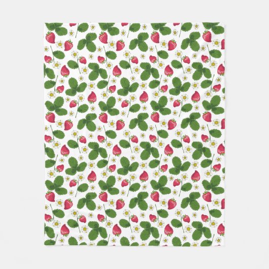 Erdbeerfelder in Weiß Fleecedecke (Vorderseite)