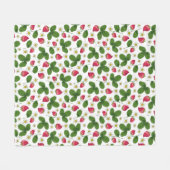 Erdbeerfelder in Weiß Fleecedecke (Vorderseite (Horizontal))